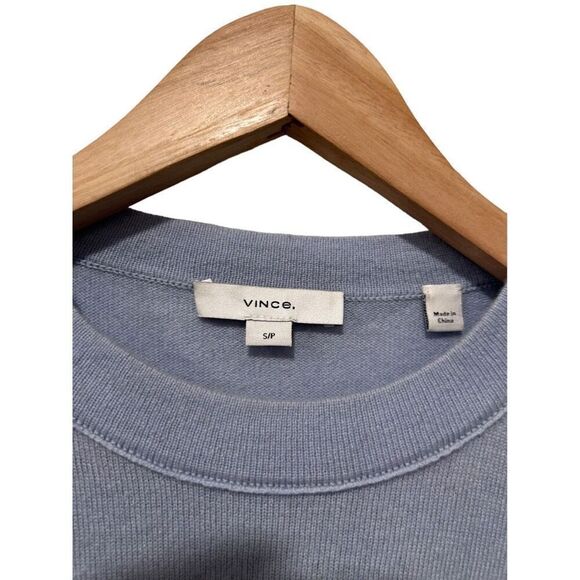 Vince Merino Wool Blend Striped Crewneck Long Sleeve Pullover Sweater Blue Small - Picture 4 of 13